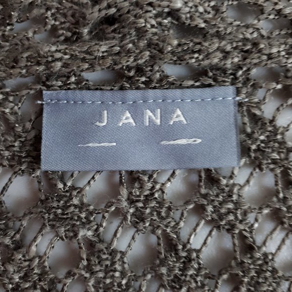 JANA Taupe Open Front Crochet Cardigan - Picture 11 of 14